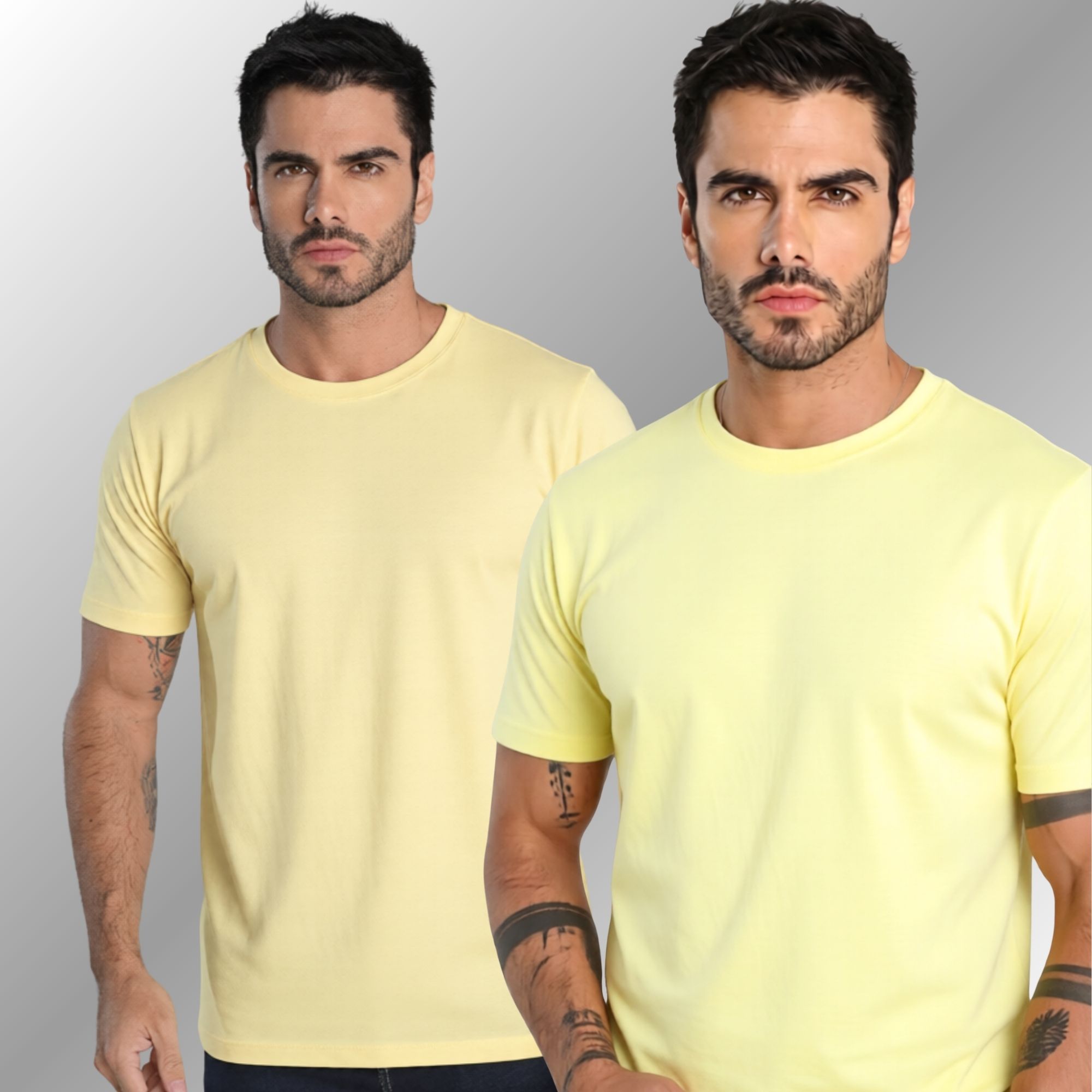 Camiseta Masculina Amarelo Jasmim Lisa Camisa Algodão 100% Fio 30.1 Premium Confortável Dia a Dia - Imagem 5