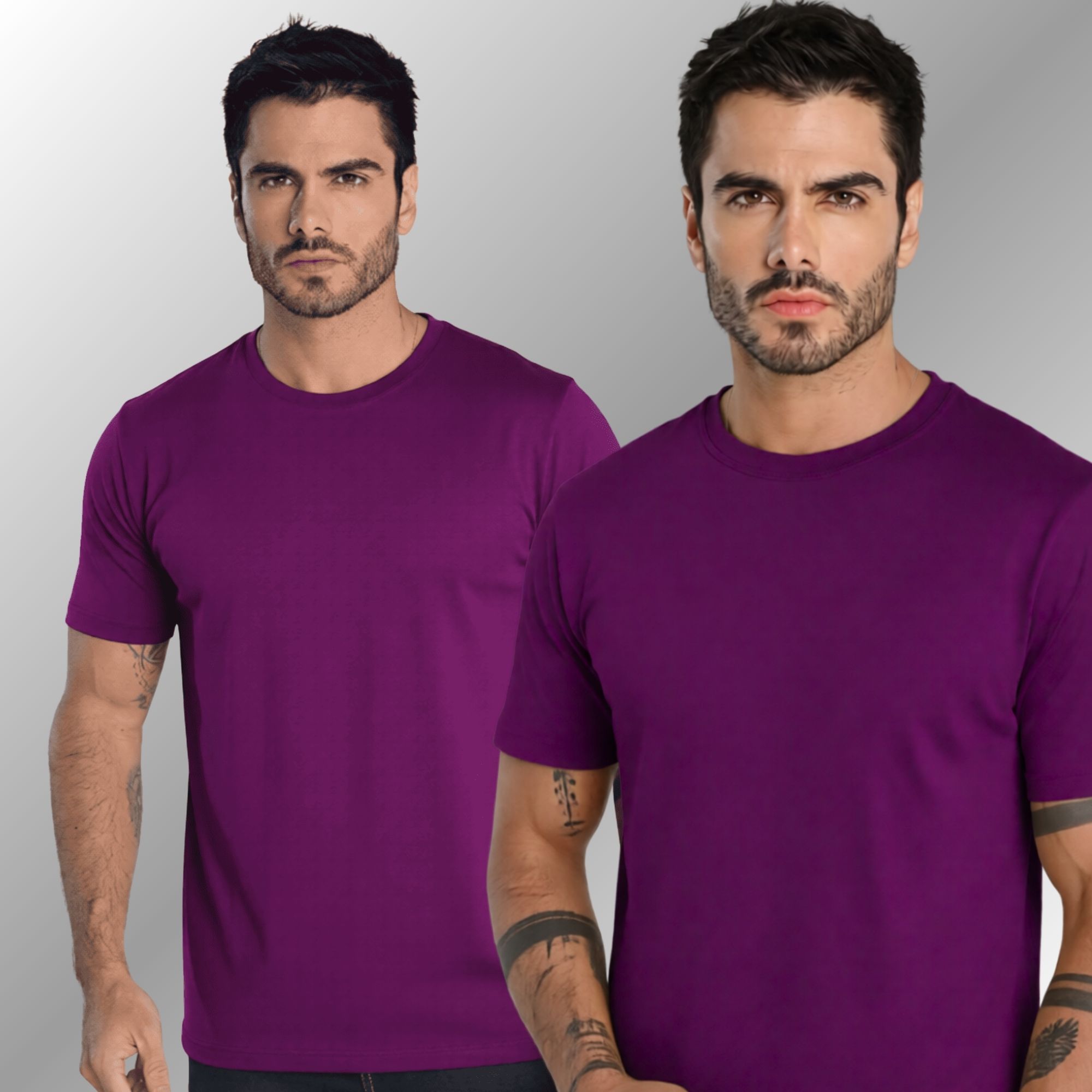 Camiseta Masculina Lisa Camisa 100% Algodão Premium Fio 30.1 Confortável Roxo - Imagem 5