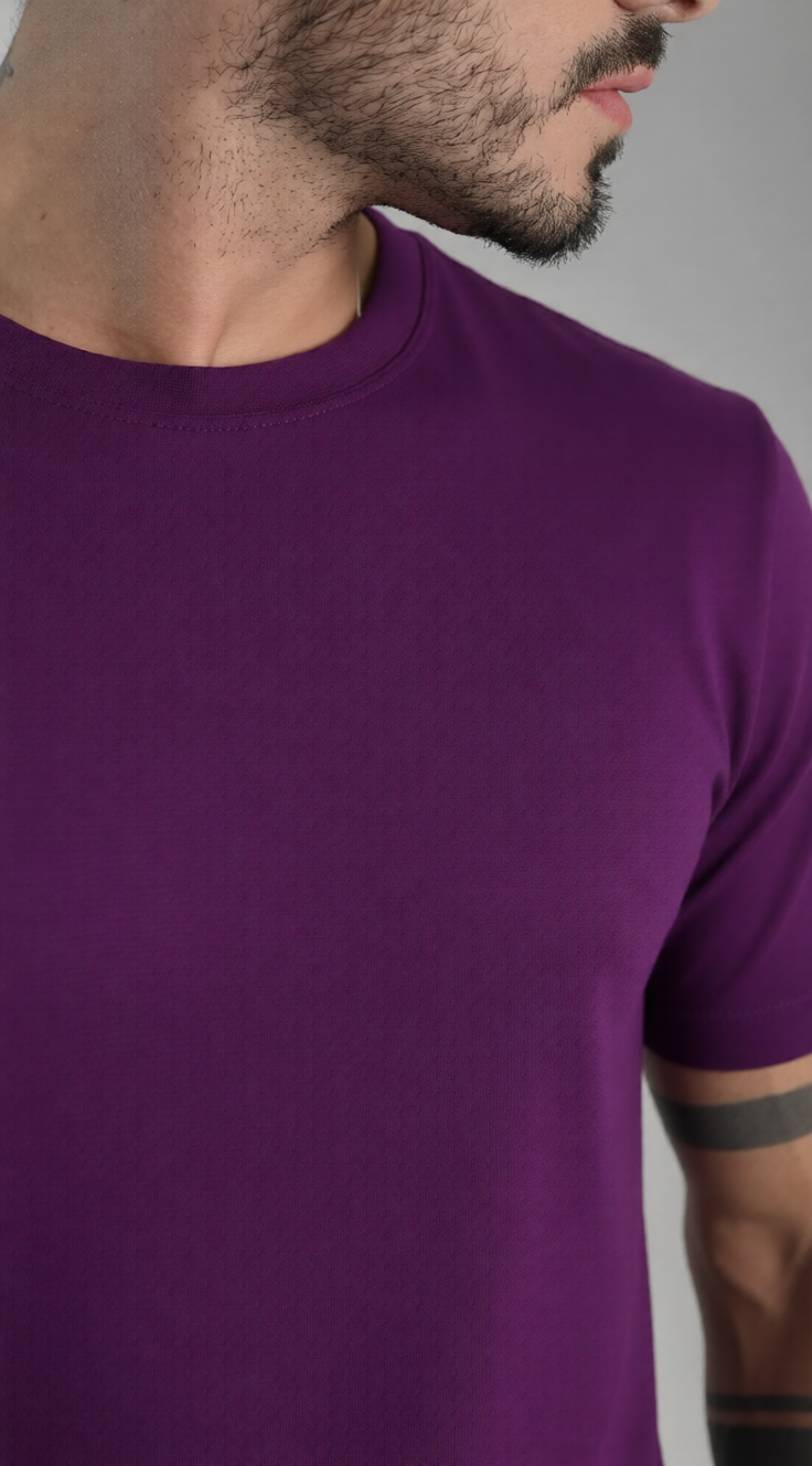 Camiseta Masculina Lisa Camisa 100% Algodão Premium Fio 30.1 Confortável Roxo - Imagem 6