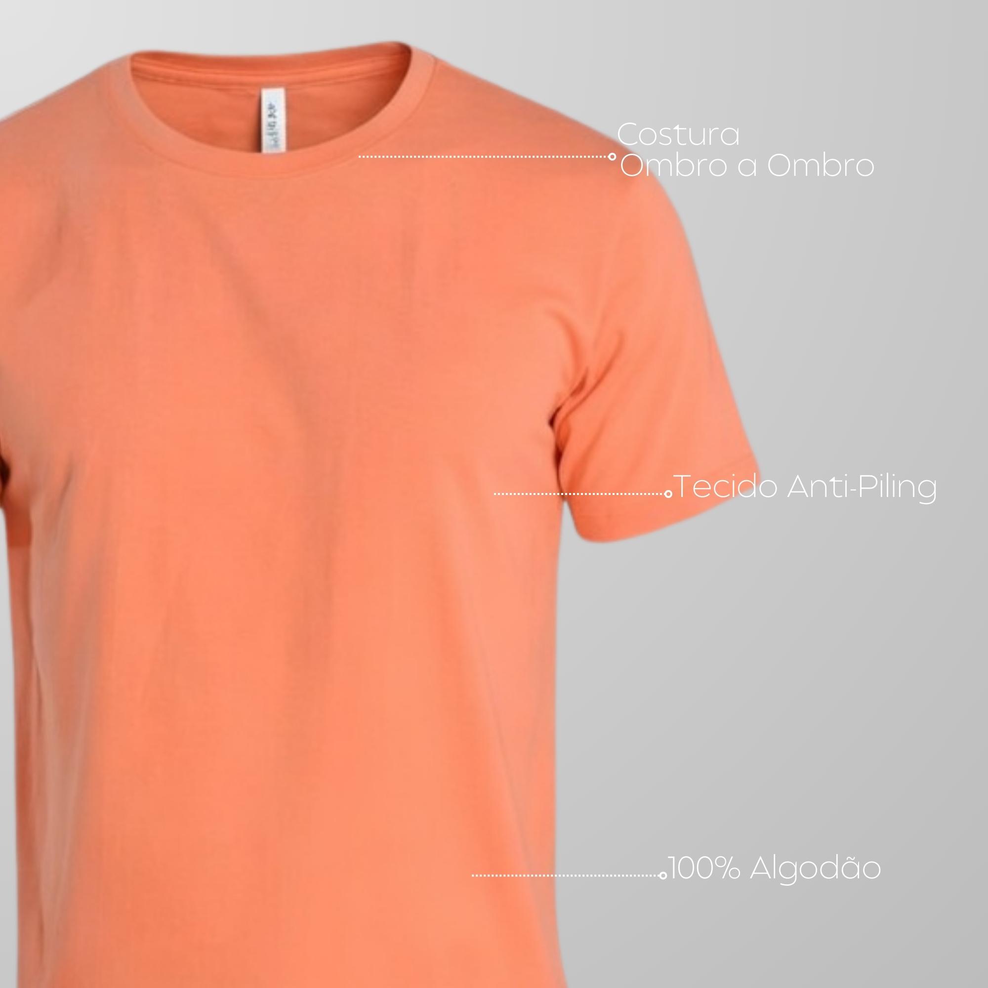 Camiseta Masculina Premium Camisa Algodão Fio 30.1 Alta Qualidade Laranja - Imagem 7