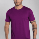 Camiseta Masculina Lisa Camisa 100% Algodão Premium Fio 30.1 Confortável Roxo