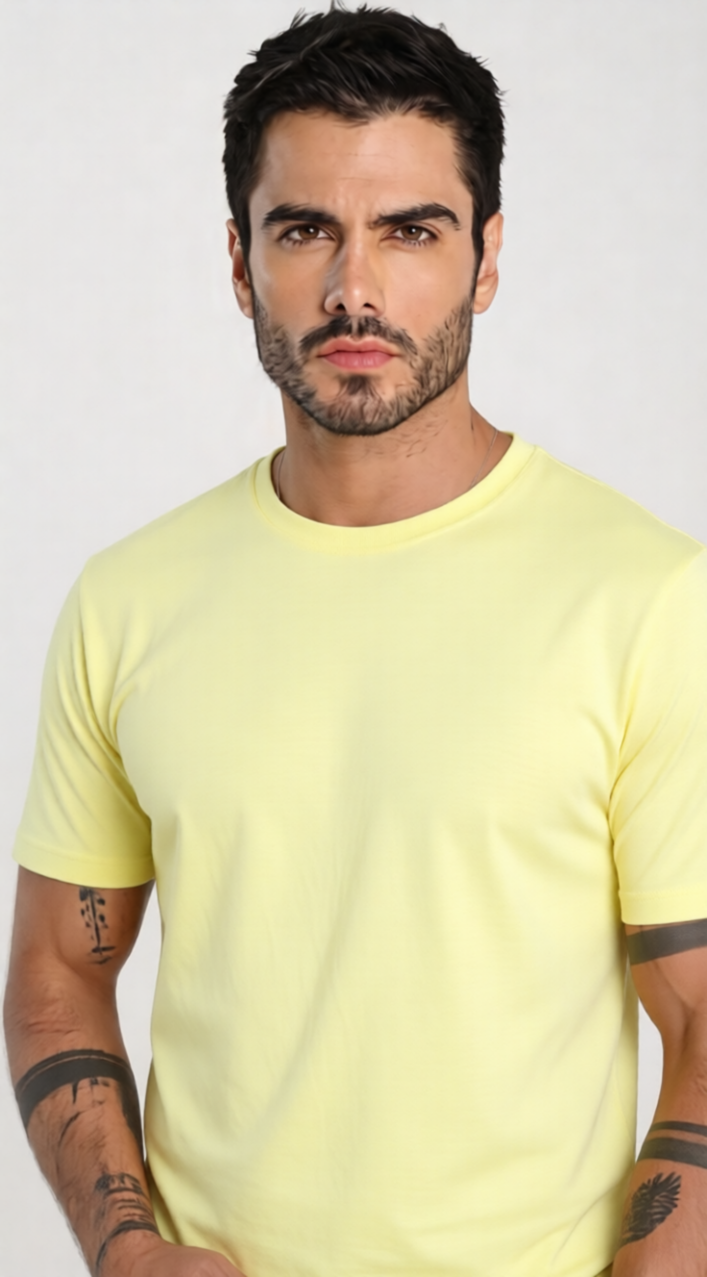 Camiseta Masculina Amarelo Jasmim Lisa Camisa Algodão 100% Fio 30.1 Premium Confortável Dia a Dia - Imagem 3